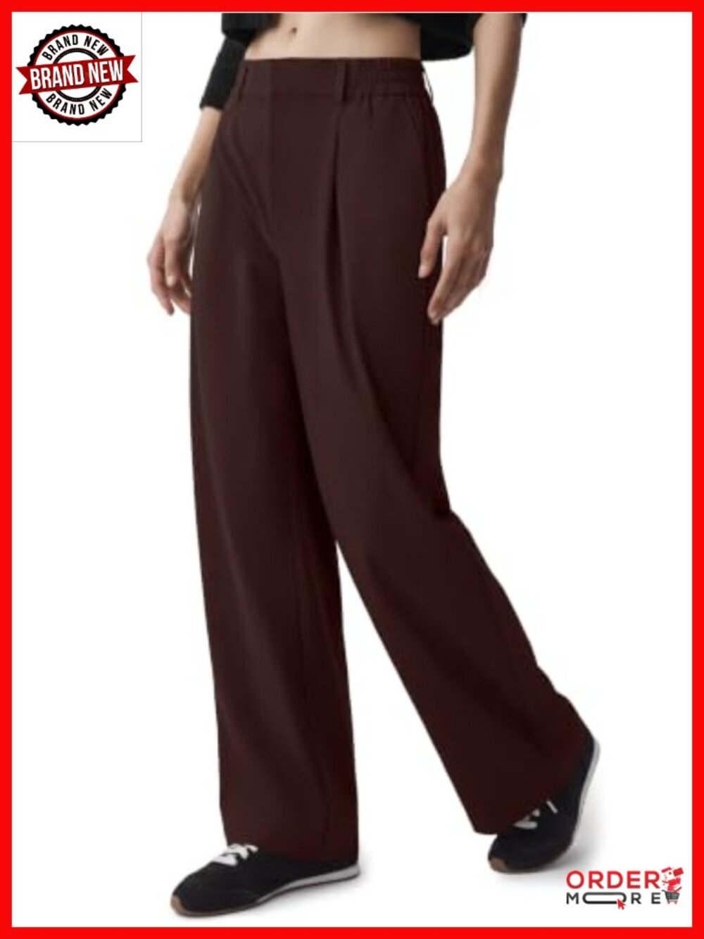 REORIA High Waisted Wide Leg Trousers Nylon Spandex Business Casual Pants
